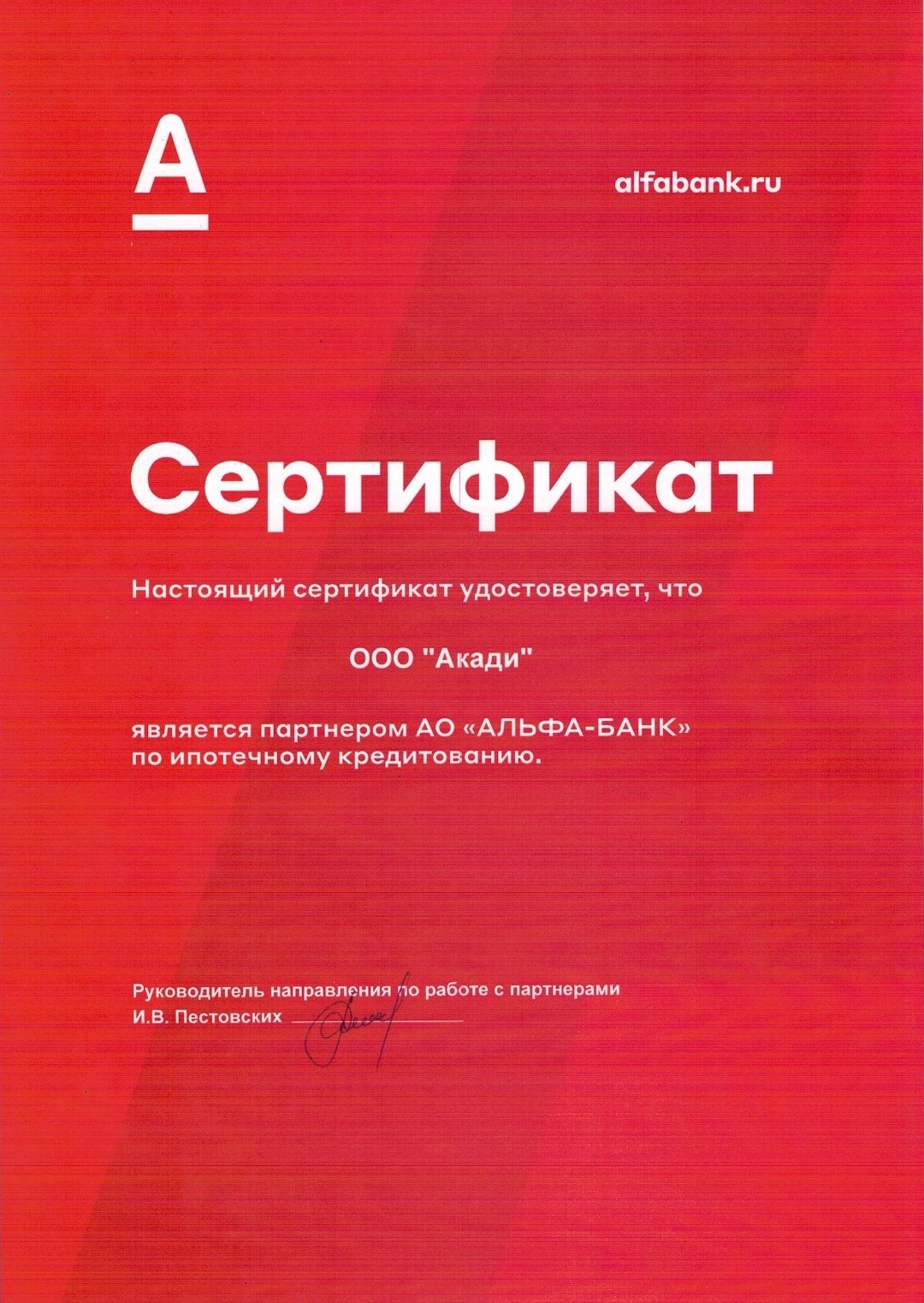 Грамота или сертификат 1