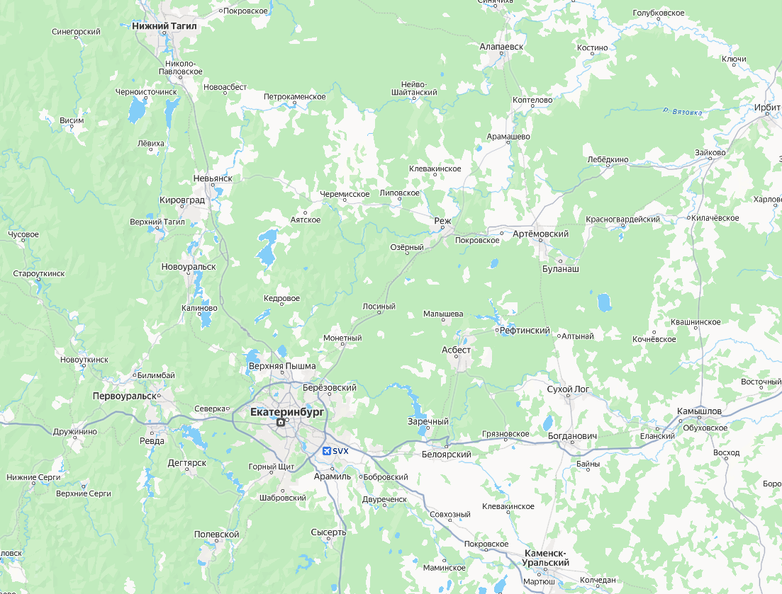 Карта — Екатеринбург и область